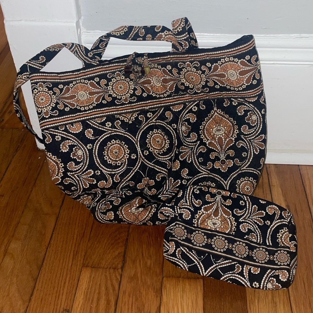 Retired Vera Bradley Cafe Latte Tote & pouch